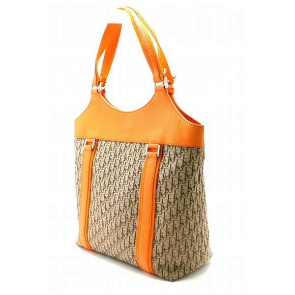 Dior Beige Bag Leather Christian Canvas  Orange Tote issimo - Picture 1 of 9